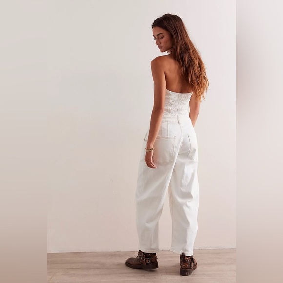 New! We the Free Denim Je Suis Pret Strapless Barrel White Jumpsuit 🤍Medium NWT! - Picture 5 of 10